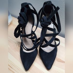 ALDO Suede Black Lace-up Stiletto heels